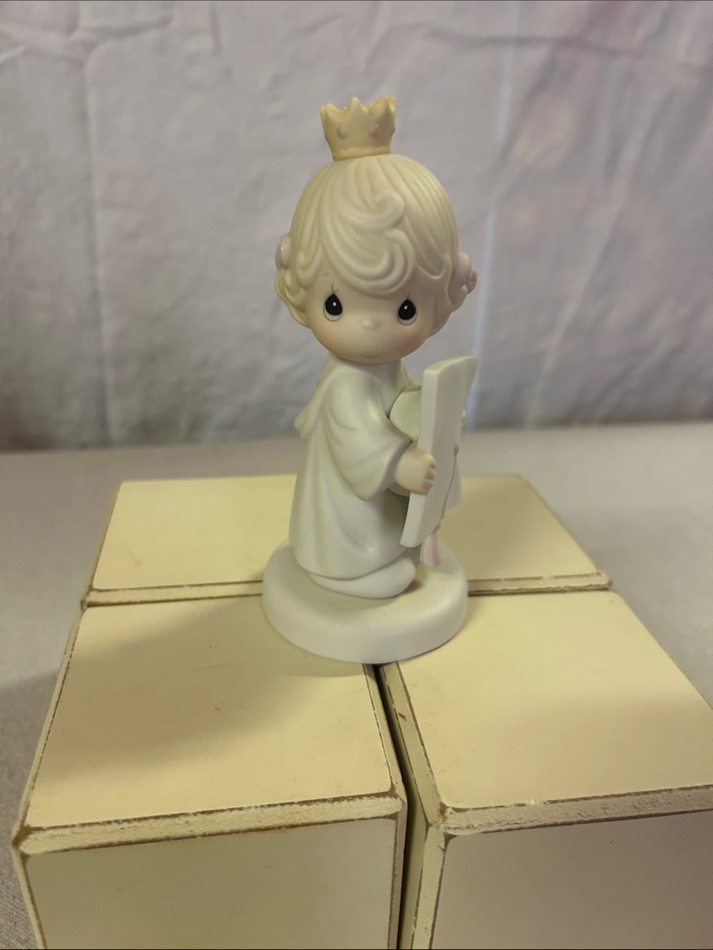 Precious Moments Cream and Pink Crowned Child Figurine